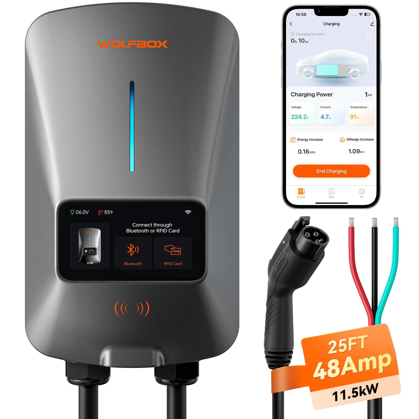 WOLFBOX 48 Amp Level 2 EV Charger with WiFi