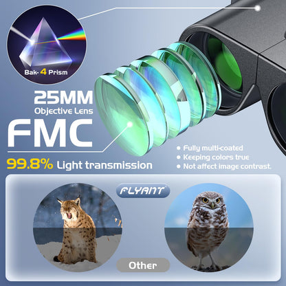 12X25 Compact Binoculars for Bird Watching & Travel