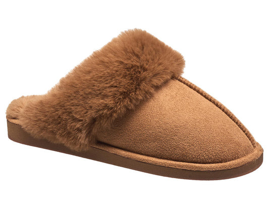 Nine West Scuff Slippers For Women, Extra Soft & Comfortable Winter House Shoes, Tan, Large 9-10