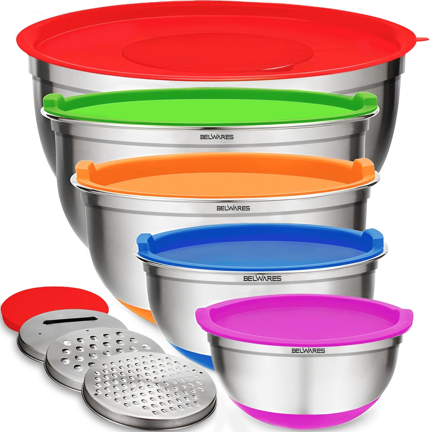 Set of 5 Stainless Steel Mixing Bowls Set with Lids