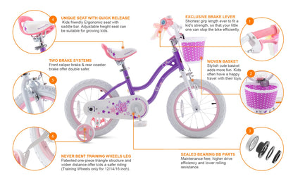 RoyalBaby 18-Inch Girls Bike with Kickstand & Basket