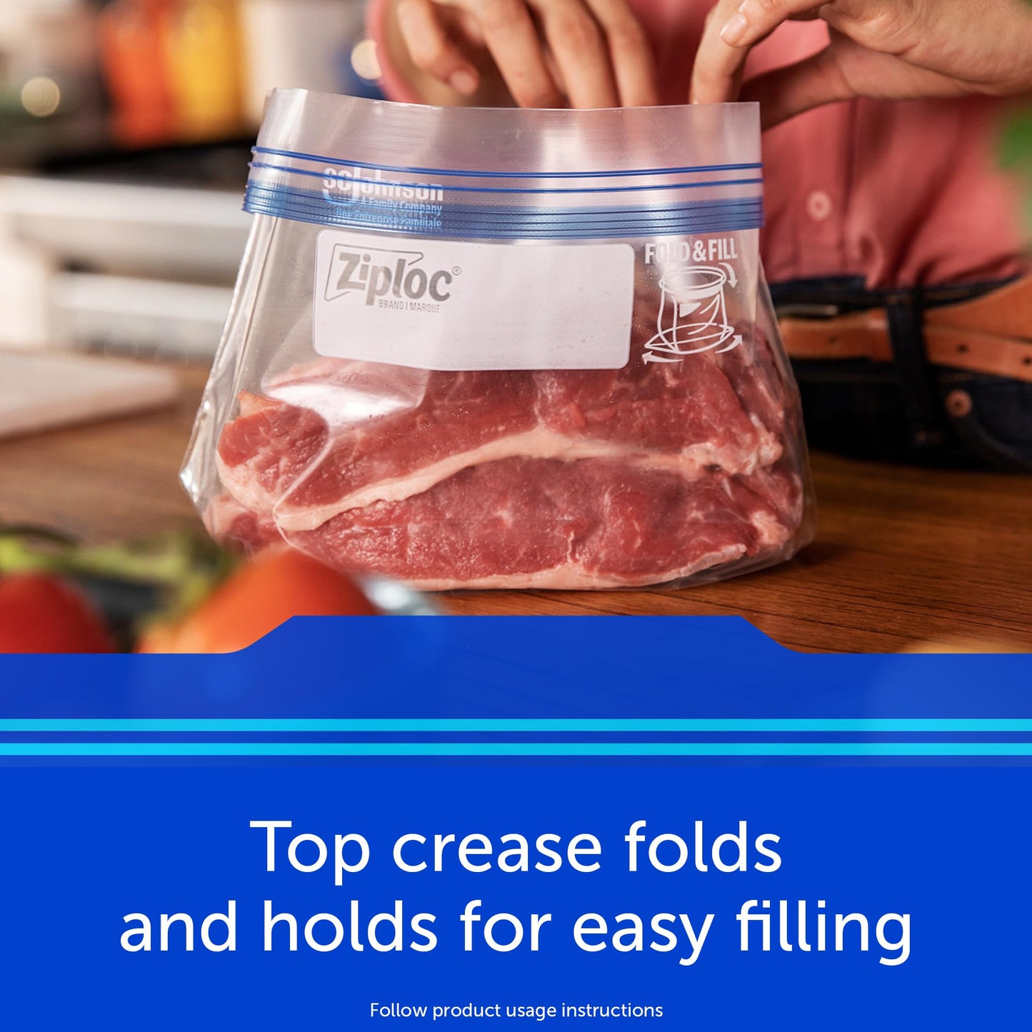 Ziploc Gallon Food Storage Freezer Bags, Stay Open Design with Stand-Up Bottom, Easy to Fill, 120 Bags Total