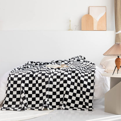 LOMAO Flannel Throw Blanket, Checkerboard Pattern