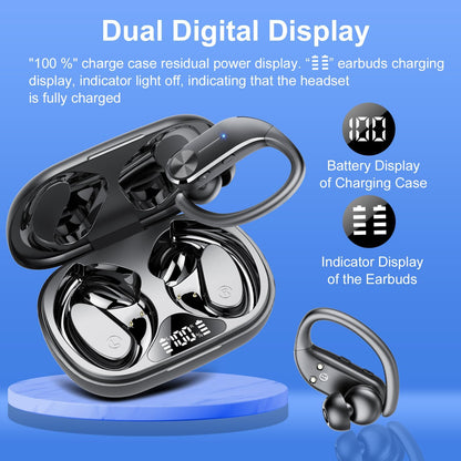 UPDATE: DEAD! Ear buds Wireless Bluetooth Earbuds Sports 2024 NEW Earhooks Headphones Bluetooth 5.3 Earphones 58H Playtime IP8 Waterproof Powerful Bass over ear Headphones with LED Display Usb C for Gym/Running