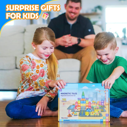 102 PCS Magnetic Building Tiles for Kids