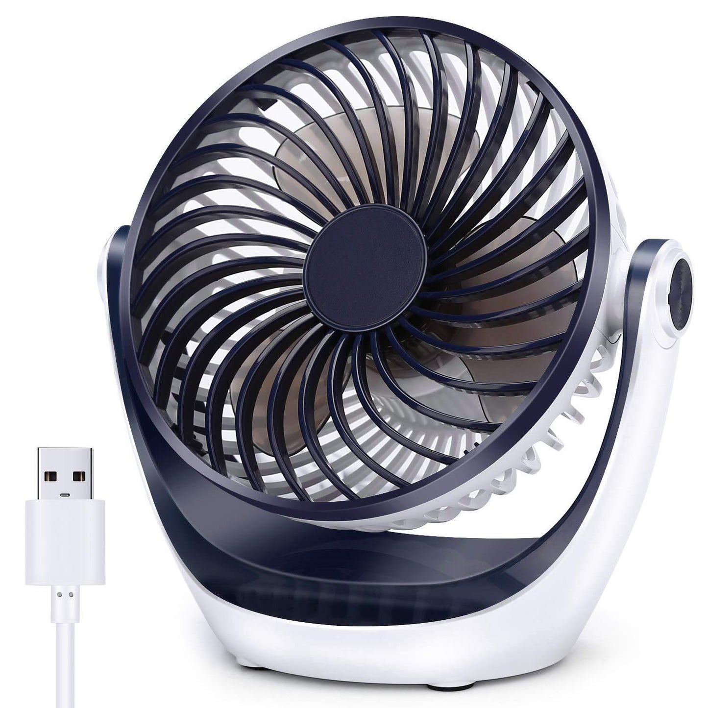 Aluan Desk Fan Small Table Fan with Strong Airflow Quiet Operation Portable Fan Speed Adjustable Head 360°Rotatable Mini Personal Fan for Home Office Bedroom Table and Desktop 5.1 Inch