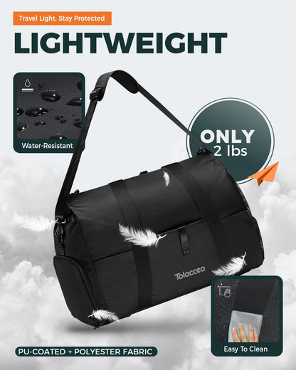 Tolaccea Foldable Gym Duffel Bag with Shoe Compartment