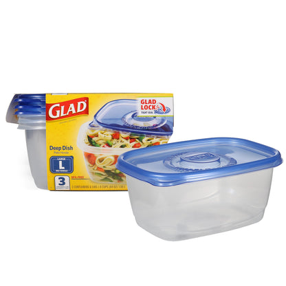 GladWare Deep Dish Food Storage Containers, 3 Count