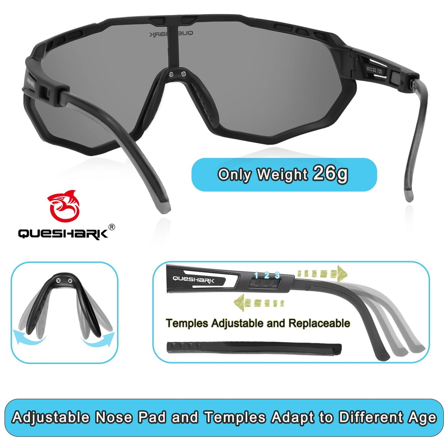 Queshark Kids Sunglasses Polarized, Youth Baseball Sunglasses for 8-16 Boys Girls, Kids Sport Glasses for Cycling Baseball