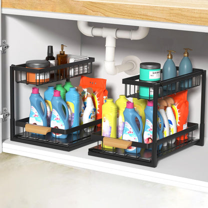 2 Pack Under Sink Organizer with Sliding Drawer