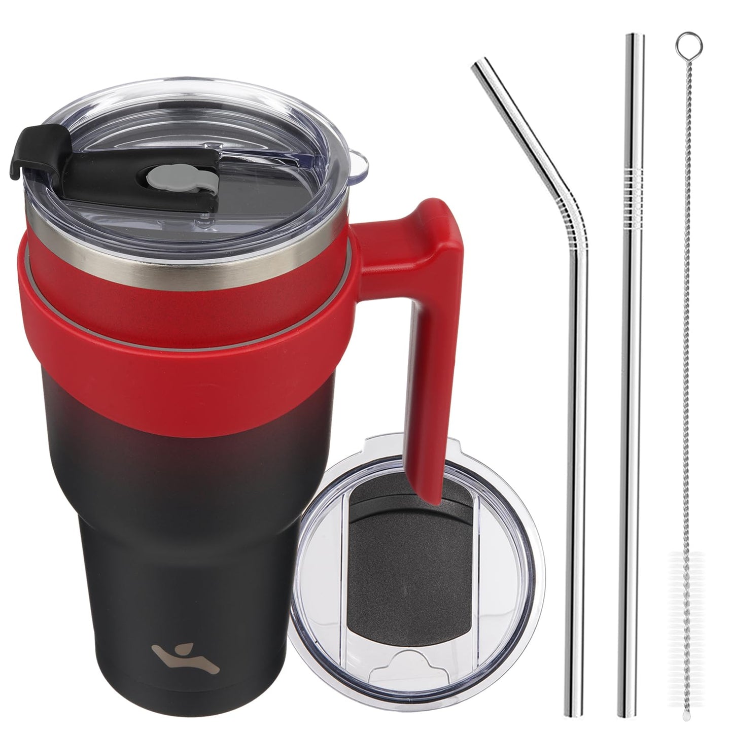 Konokyo 40oz Tumbler with Handle and 2 Straw 2 Lid, Insulated Water Bottle Stainless Steel Vacuum Cup Reusable Travel Mug,Mystic Moon