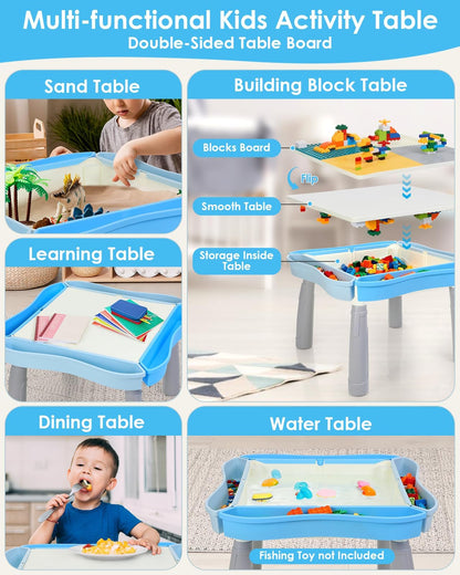 Kids Activity Table with 320Pcs Building Blocks