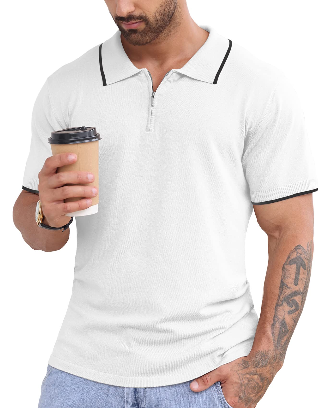 Askdeer Men's Casual Short Sleeve Polo Shirt