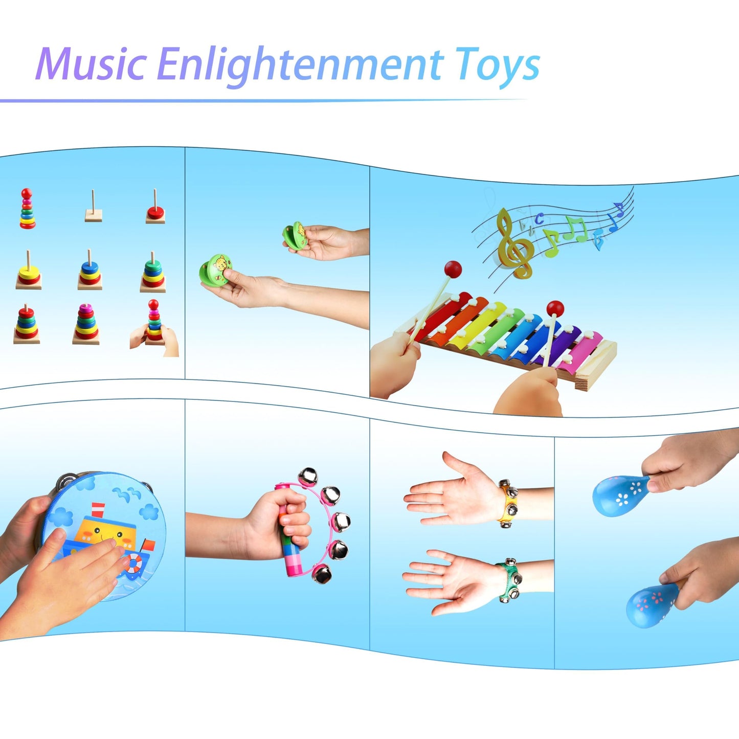 Kids Musical Instruments For Toddlers,Baby Musical Toys For Toddlers,Kid Toys For Girl Gifts,First Birthday Gifts For Boys,Kids Xylophone,Maracas For Baby,Wooden Instruments Toddler Toys With Bag