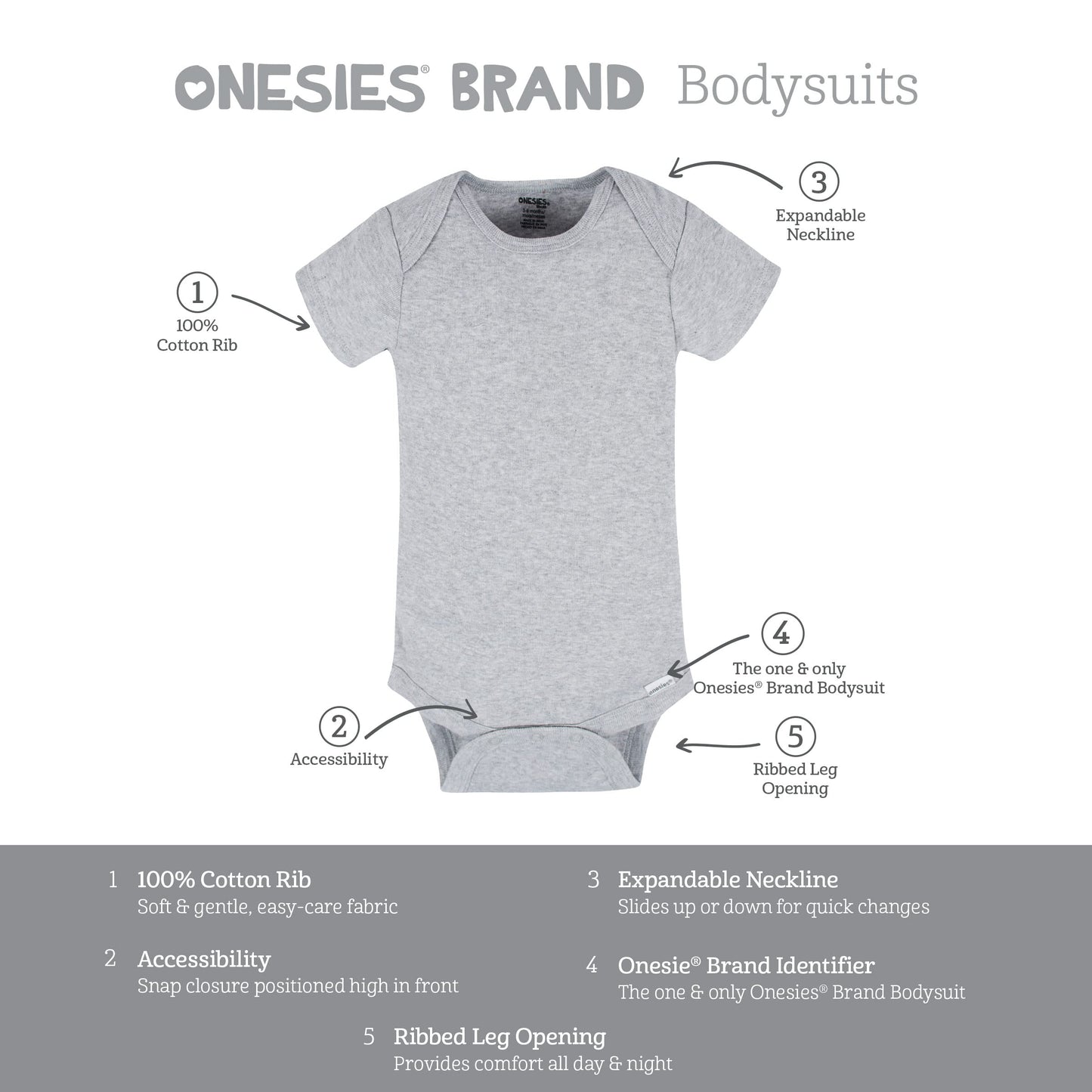 Onesies Brand Unisex Baby Bodysuits 8-Pack