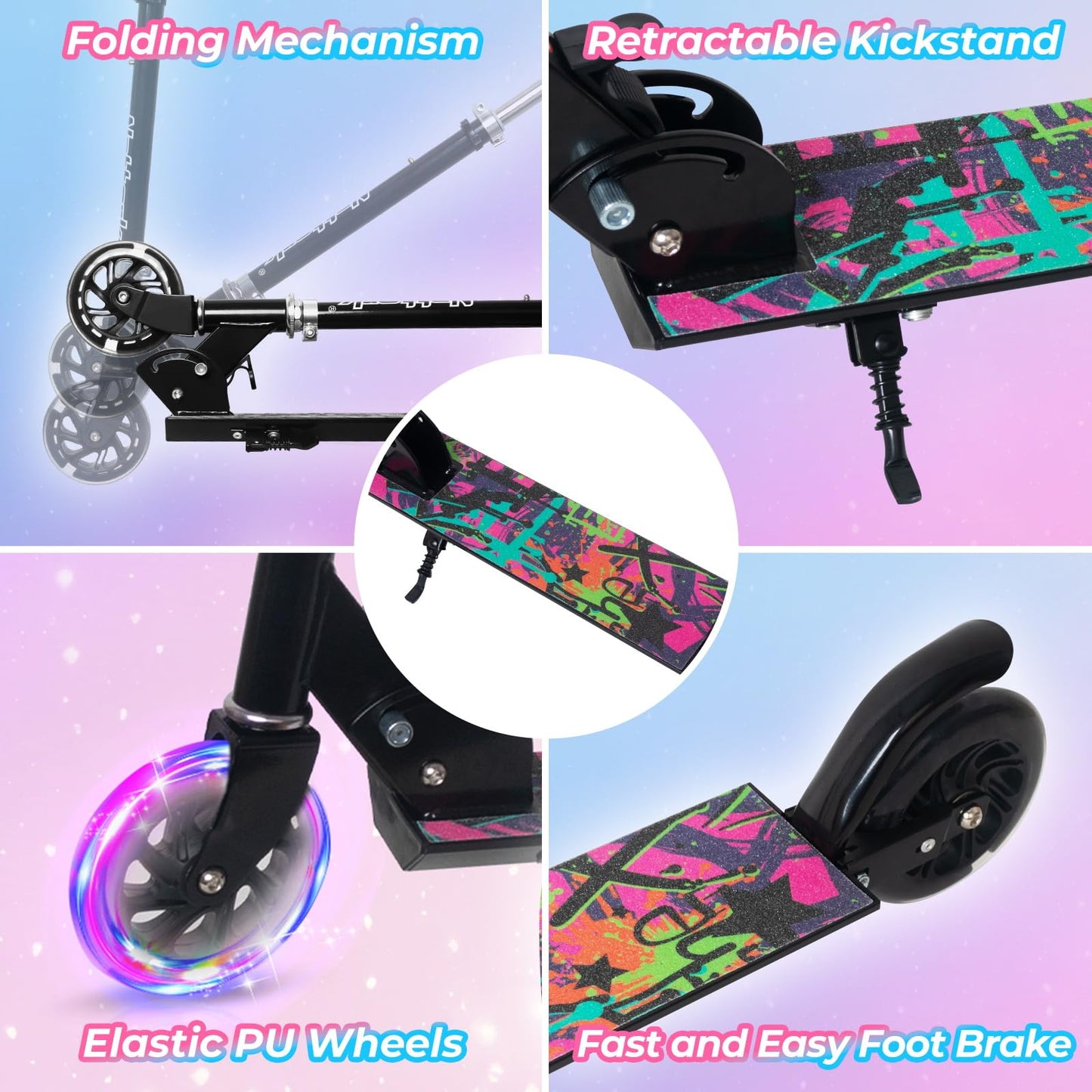 Kids Scooter with Light Up Wheels, Adjustable Height