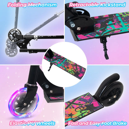 Kids Scooter with Light Up Wheels, Adjustable Height