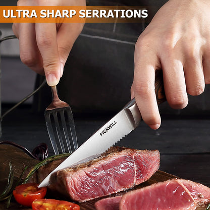 PICKWILL 4-Piece High Carbon Steak Knife Set