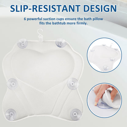 Bath Pillow with Suction Cups for Support