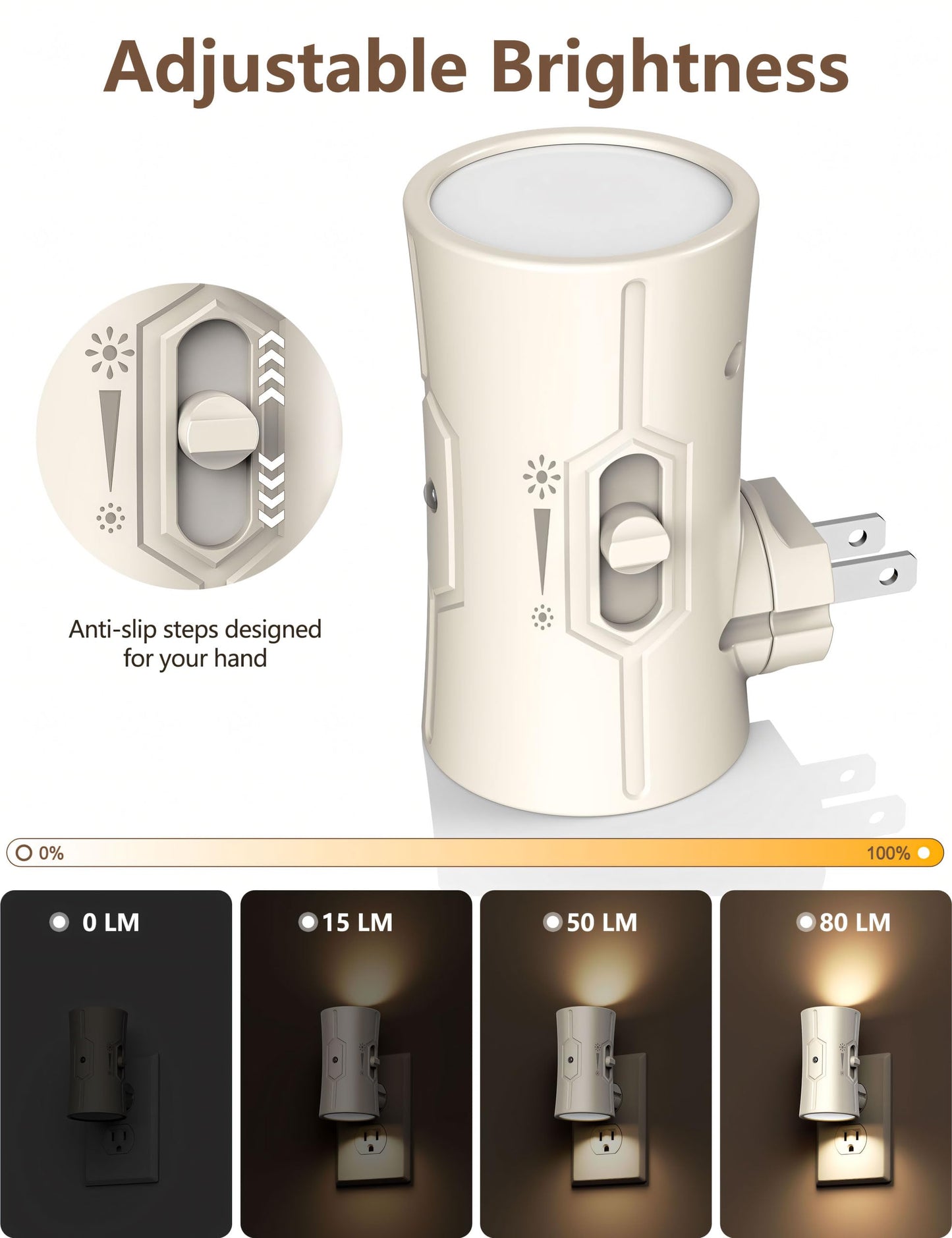 2 Pack LED Night Light with Adjustable Brightness
