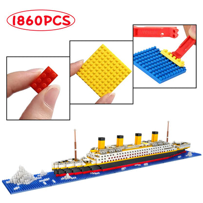 HYG Toys Titanic Micro Mini Building Blocks Set, 1860Pcs Ship Model Building Bricks, 3D Puzzle Sets DIY Educational Toys Gift for Adults and Kids