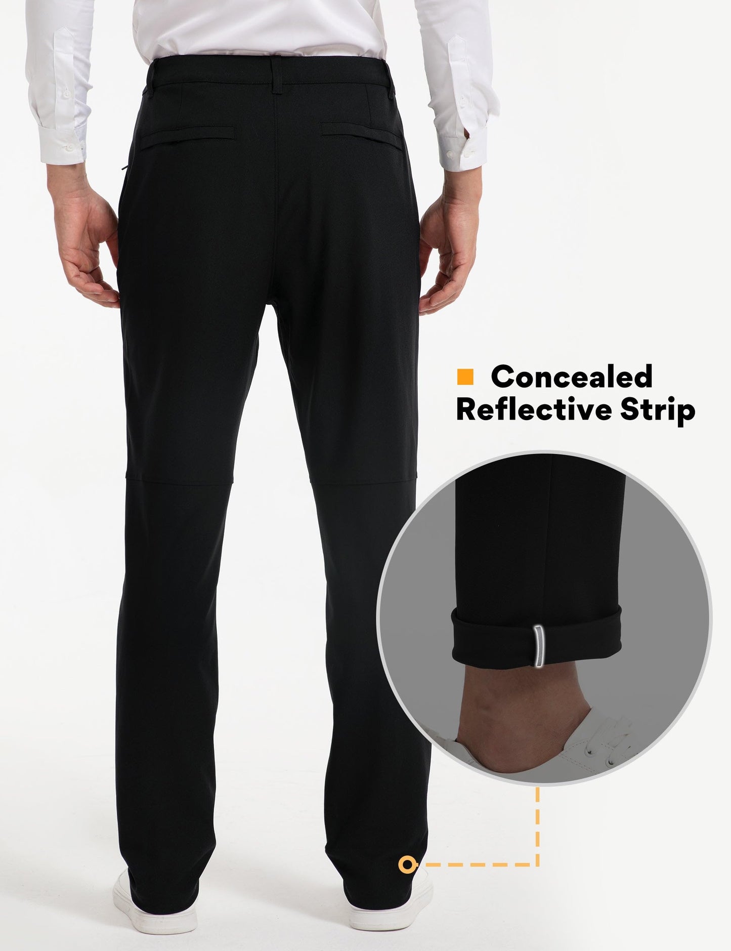 FitsT4 Sports Men's Golf Pants Slim Fit Stretch Flat Front Travel Hiking Pant with 5 Pockets Black 29W x 32L