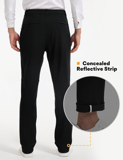 FitsT4 Sports Men's Golf Pants Slim Fit Stretch Flat Front Travel Hiking Pant with 5 Pockets Black 29W x 32L