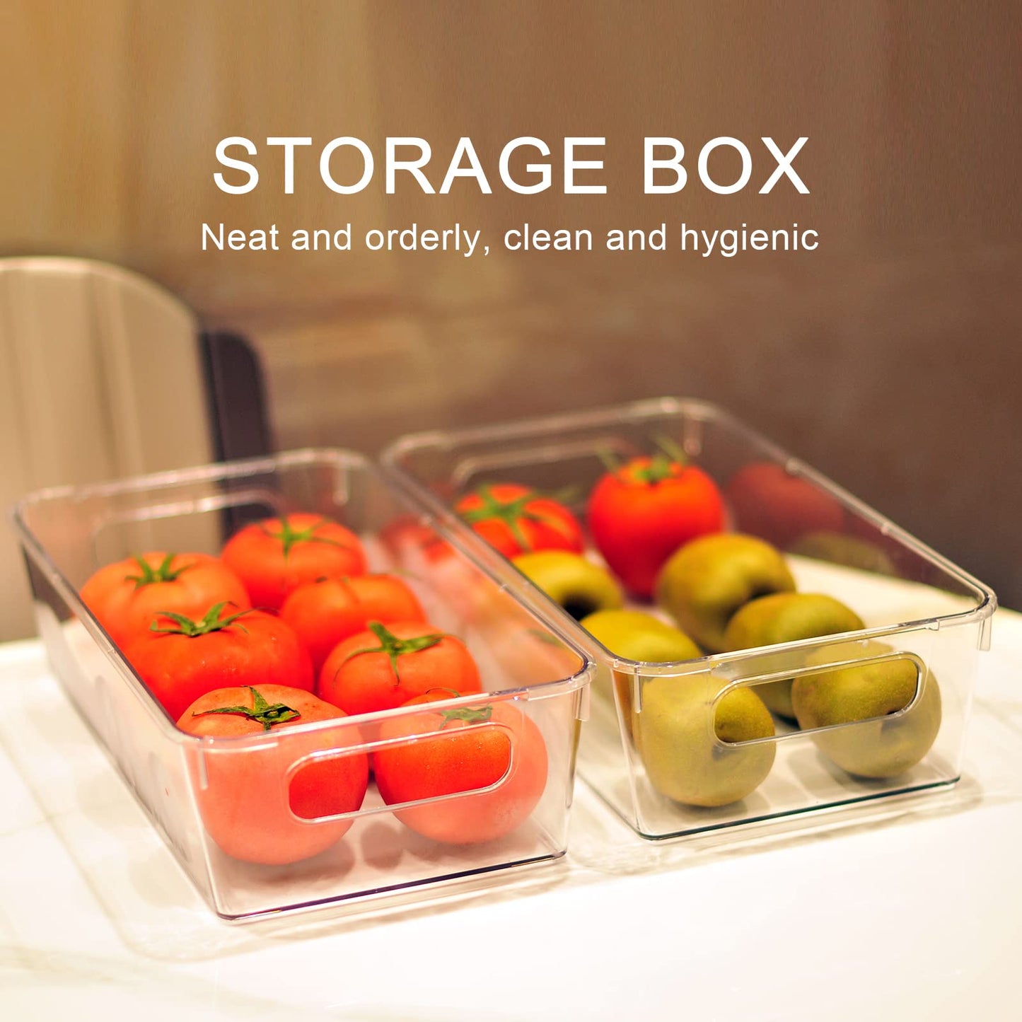 Yaseingoo 6-Pack Refrigerator Organizer Bins Set, Clear Fridge Organizer Bins - Clear Pantry Storage Bins with Handles for Kitchen, Bathroom, and Home Organization, BPA-Free and Food Safe
