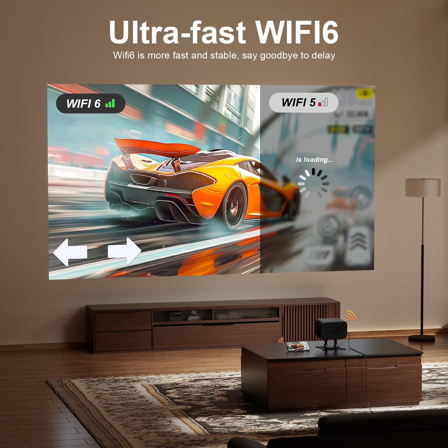 Portable 4K Mini Projector with WiFi & Bluetooth