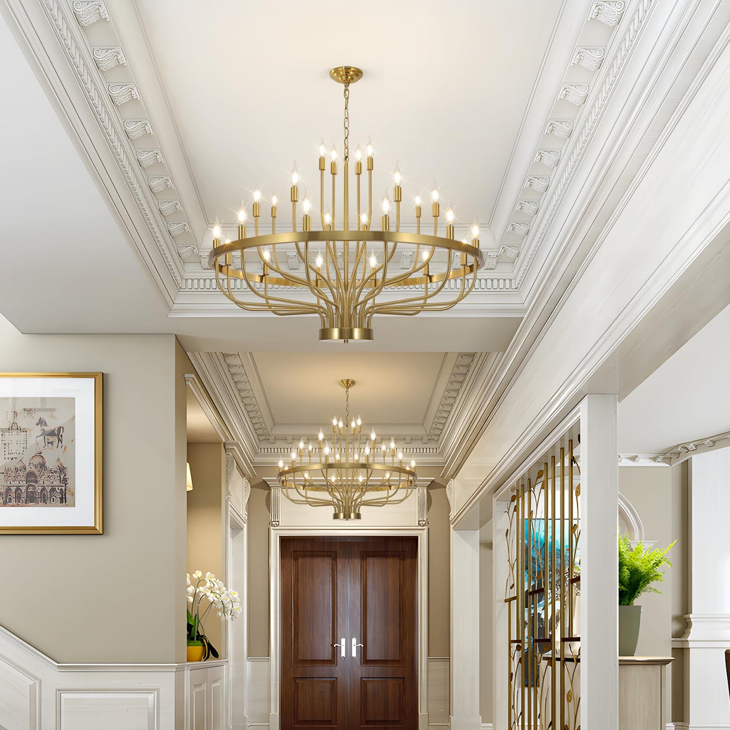 39in 24-Light Farmhouse Chandelier for High Ceilings