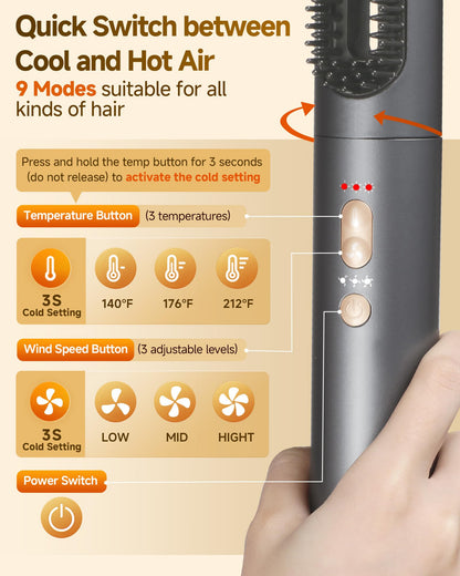 6-in-1 Hair Dryer Brush Styler with Attachments