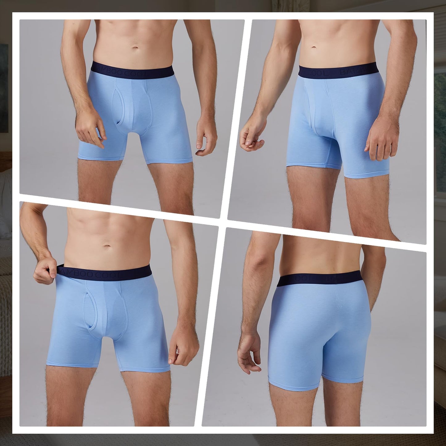 4 Pack BAMBOO COOL Men's Boxer Briefs