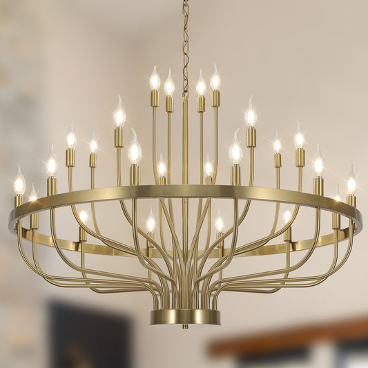 39in 24-Light Farmhouse Chandelier for High Ceilings