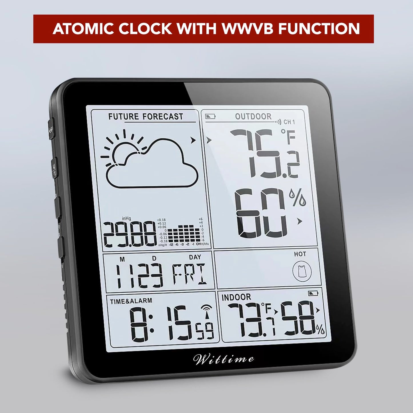 Wittime Wireless Weather Station with Atomic Clock
