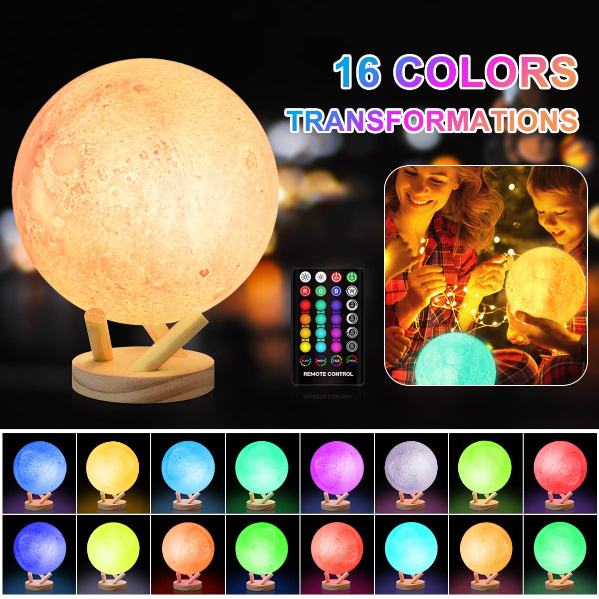 Moon Lamp with Remote & Sliding Control