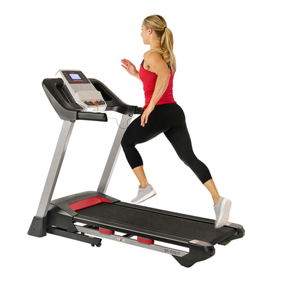 Sunny Health & Fitness Performance Treadmill with 15 Level Auto Incline, Shock Absorption, Digital Monitor, Quick Speed Buttons, 19” Wide Running Belt, Foldable, Device Holder, USB/Bluetooth Speaker