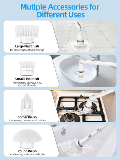 Cordless Electric Spin Scrubber with 6 Brush Heads