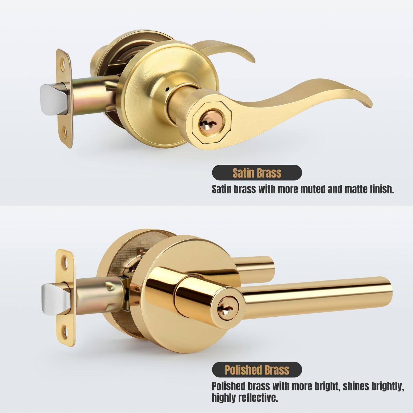 Brushed Gold Wave Door Lever Handles 10 Pack