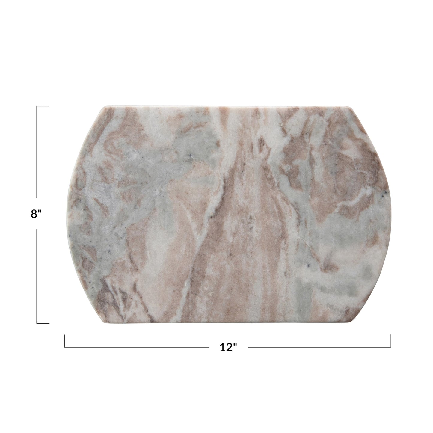 Creative Co-Op Long Marble Cutting Board, Buff, 12" x 8"
