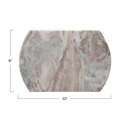 Creative Co-Op Long Marble Cutting Board, Buff, 12" x 8"