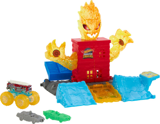 Hot Wheels Monster Trucks Firefighter Playset with Cars