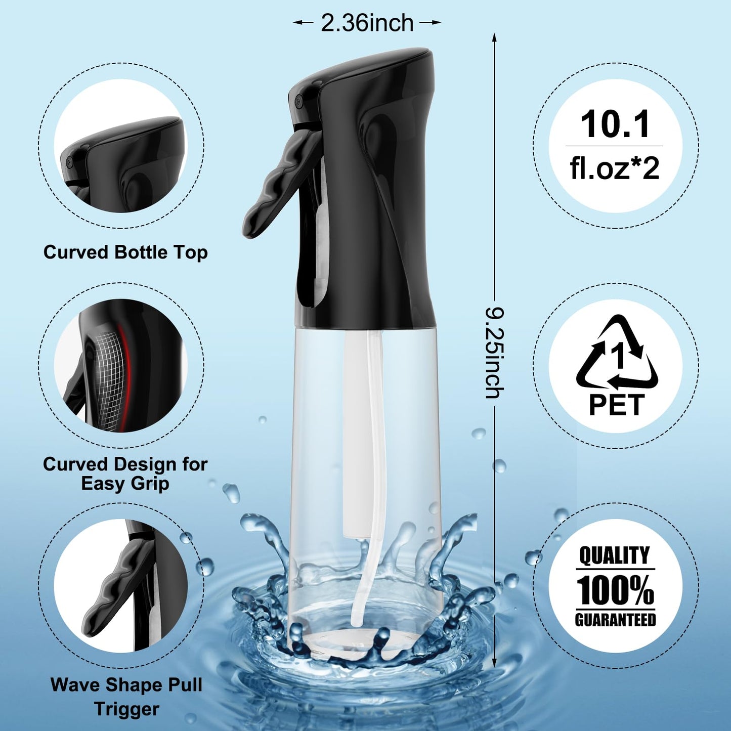 2 Pack Continuous Spray Bottles for Hair
