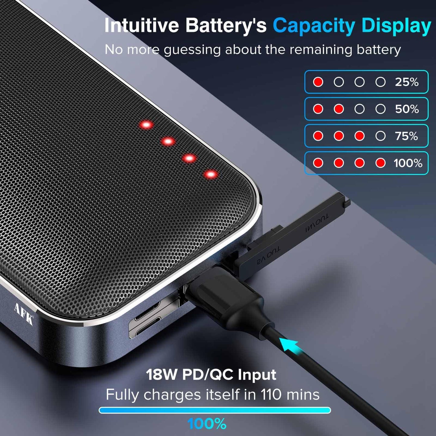 AFK Portable Charger with Bluetooth Speaker 22.5W