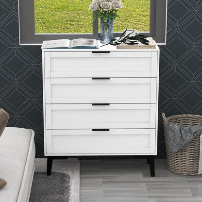 Modern White 4 Drawer Dresser for Bedroom