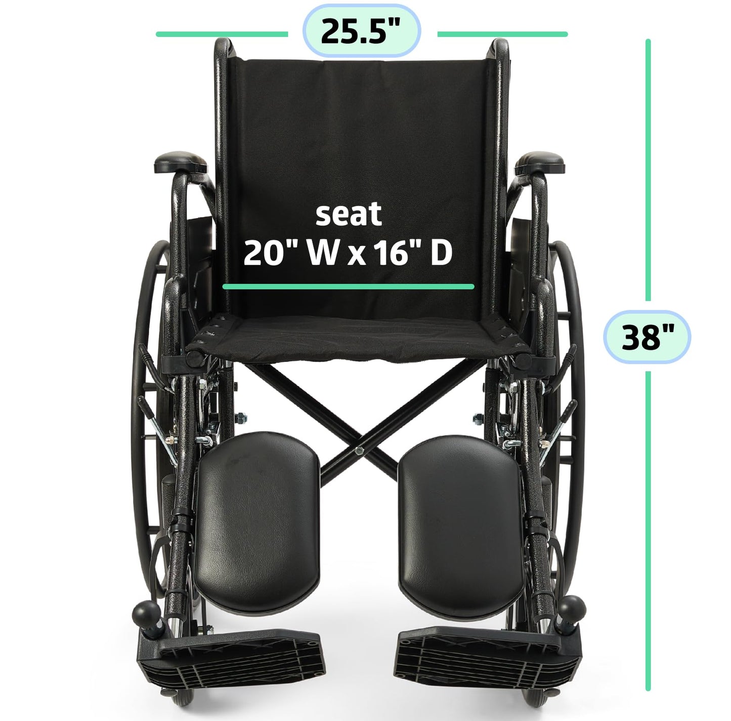 Medline 20” Foldable K4 Wheelchair with Swing-Back Desk-Length Arms & Elevating Legrests, 300 lbs. Capacity, Transport Chair for Adults & Seniors