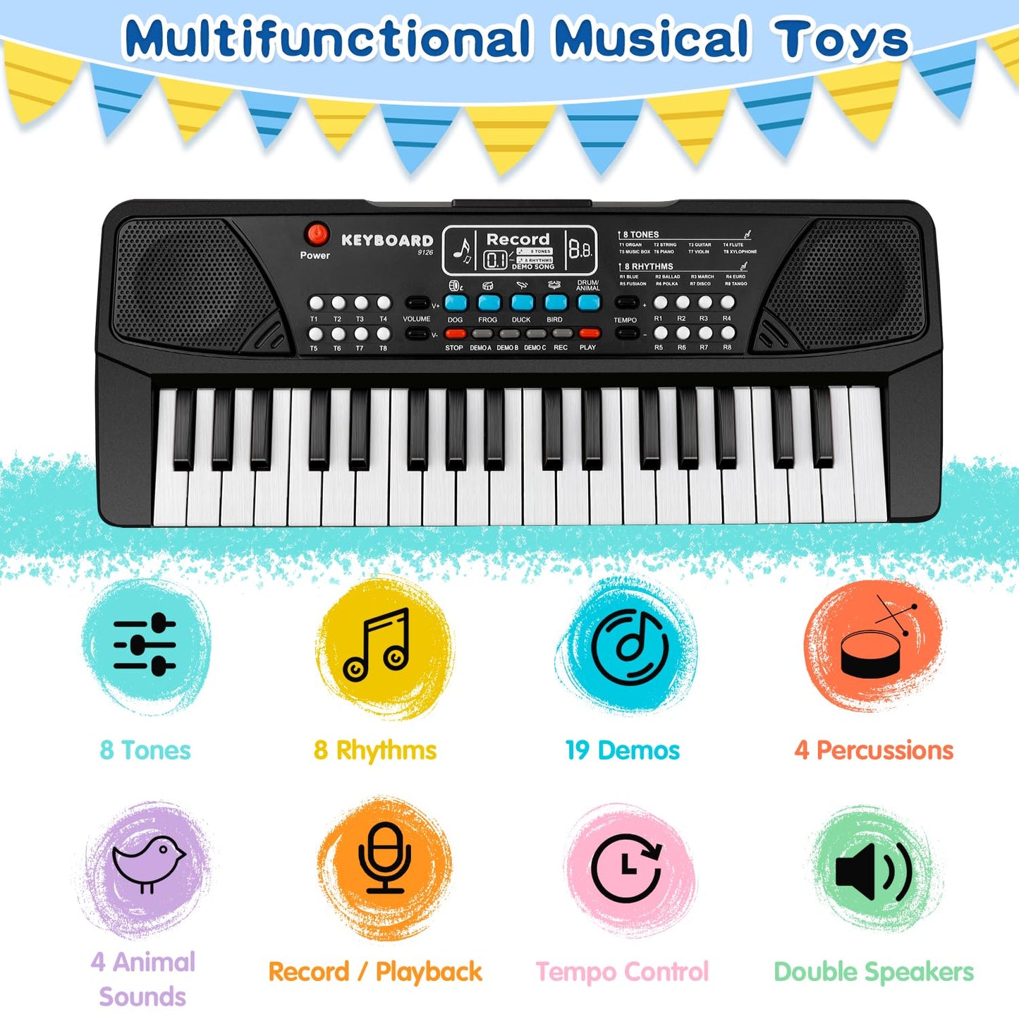 37 Key Piano for Kids Upgrade Piano Keyboard Music Toys for 3+ Year Old Piano Keyboard for Beginners Kids Musical Instruments Toys for 3 4 5 6 Year Old Boys Girls Gifts