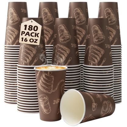 180 Pack 16 oz Disposable Paper Coffee Cups