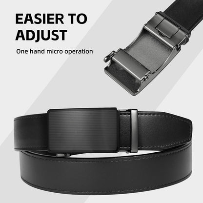West Leathers Men's Ratchet Leather Belts Set - Adjustable, Gift-Ready Dress Belts (Black, 28" to 34" Waist Adjustable)