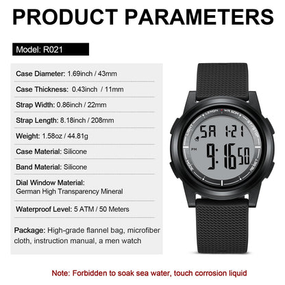 Digital Stopwatch Sports Watch with LED Backlight