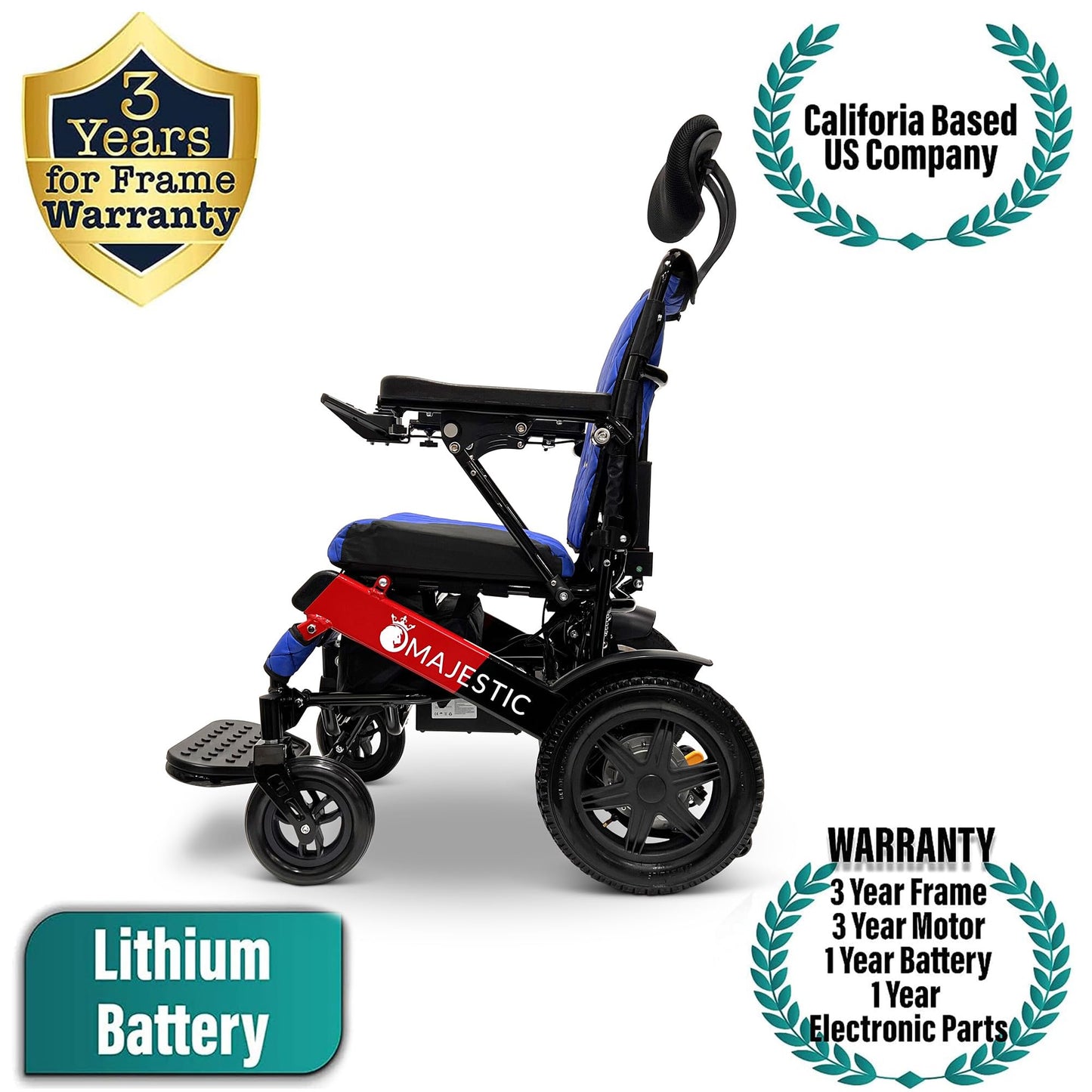 MALISA Electric Wheelchair, 19 Miles Long Range Power Wheelchair for Adults, Auto Reclining Backrest, Dual Battery Foldable Motorized Wheel Chair, Lightweight All Terrain Wheelchairs